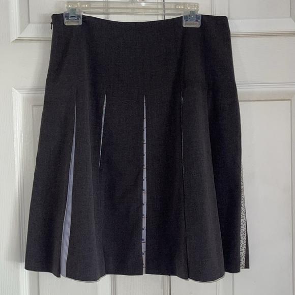 Elevenses Gray Multi Print Pleated A-Line Skirt - Picture 5 of 8